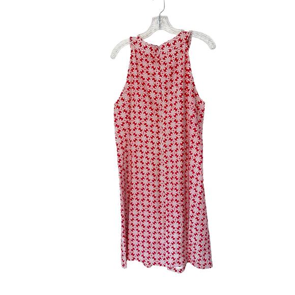 J. McLaughlin Nautical Yacht Pink White Printed Coastal Linen Dress Size 12 - Picture 7 of 9